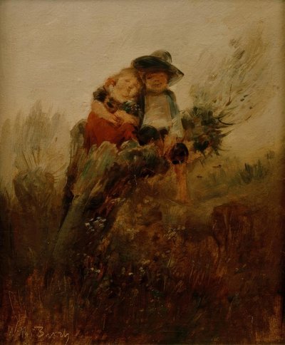 Children on Willow Stump (The Siblings) by Wilhelm Busch